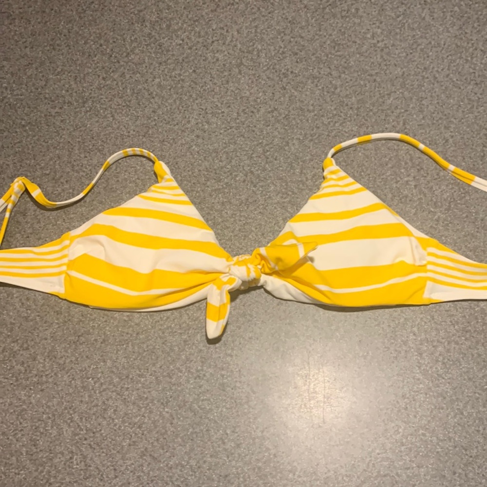 Aerie yellow and white striped bikini top